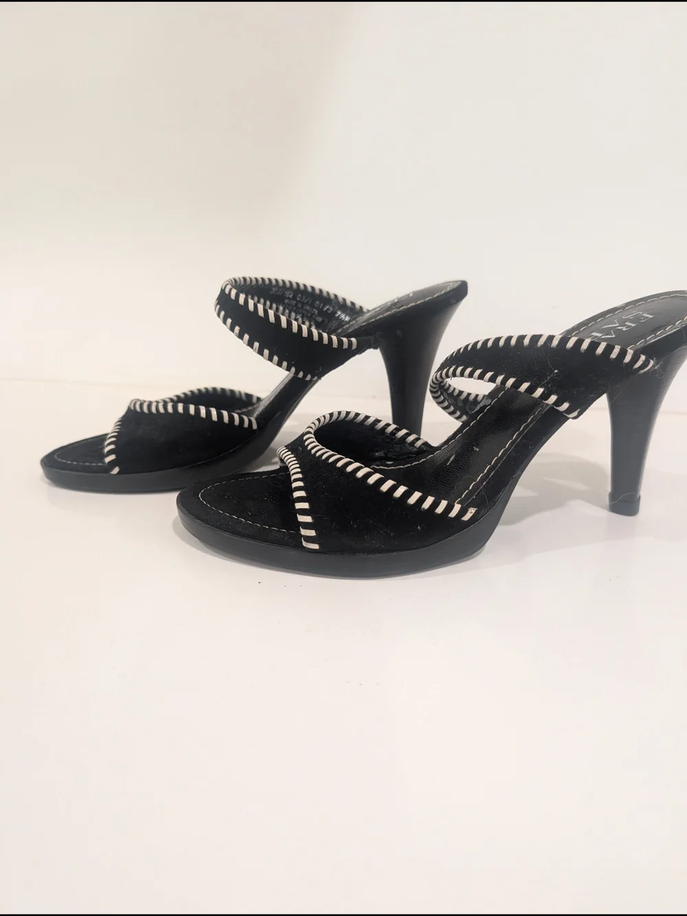 Franco Sarto Black Suede Two-Strap Sandals